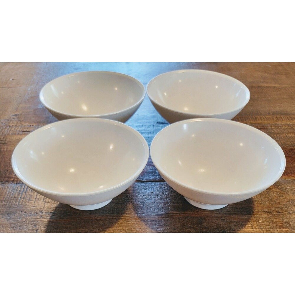 Lot of 4 Boonton Ware USA Melamine White Cream Fruit Cereal Bowls MCM Retro